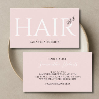 Carte De Visite Coiffeur moderne typographie élégante rose tendre