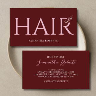 Carte De Visite Coiffeur moderne typographie élégante rouge