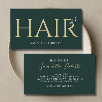 Carte De Visite Coiffeur moderne typographie élégante verte