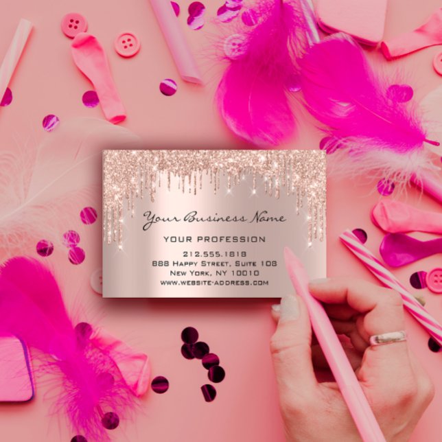 Carte De Visite Coiffeur ongles maquillage Eyelash Rose Drives (Hairdresser Nails Makeup Eyelash Rose Drips Business Card)