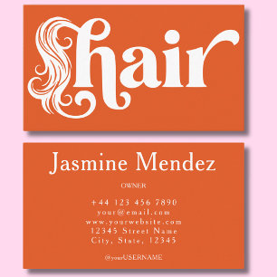 Carte De Visite Coiffeur Orange Vibrant Salon Professionnel