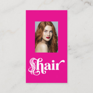 Carte De Visite Coiffeur Photo Écriture Noire Rose Chaud