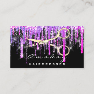 Carte De Visite Coiffeur professionnel ciseaux Gold Hot Pink