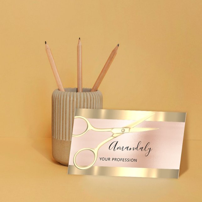 Carte De Visite Coiffeur professionnel Rose ciseaux Coiffeur (Créateur téléchargé)