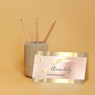 Carte De Visite Coiffeur professionnel Rose ciseaux Coiffeur