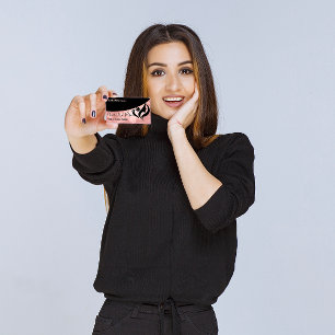 Carte De Visite Coiffeur professionnel Styliste Rose logo maquilla