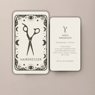 Carte De Visite Coiffeur Professionnel Tarot Céleste Vintage