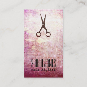 Carte De Visite coiffeur rose grunge moderne de styliste en