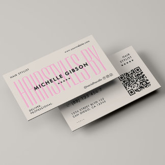 Carte De Visite Coiffeur Sable Rose Minimal Beauté Professionnel
