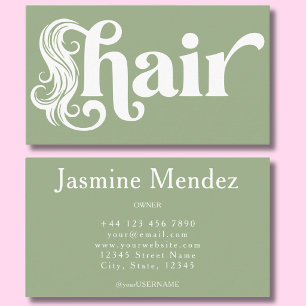 Carte De Visite Coiffeur Sage Vert Blanc Salon Professionnel