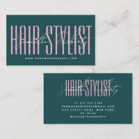 Coiffeur script typographie moderne vert rose