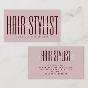 Carte De Visite Coiffeur script typographie moderne violet
