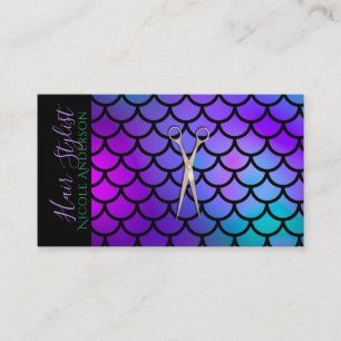 Carte De Visite Coiffeur Sirène Arc-en-Ciel Rose Gold Rose