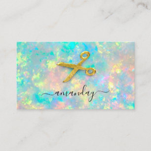 Carte De Visite Coiffeur Stylist Gold Ciseaux Holographe Opal
