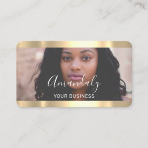 Carte De Visite Coiffeur Stylist Photo Gold Frame Qr CodeLogo