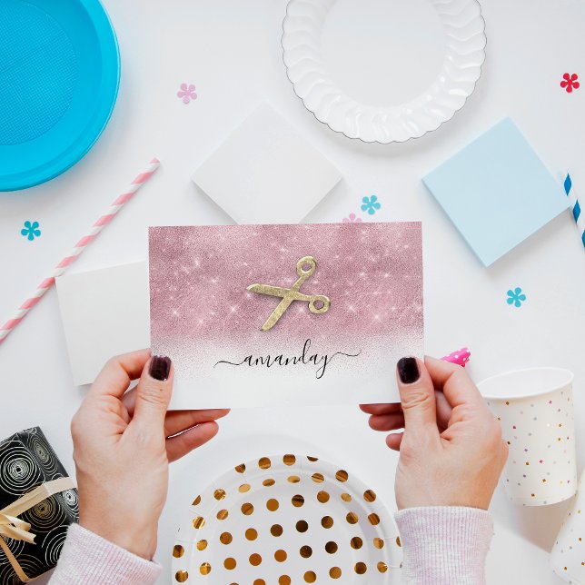 Carte De Visite Coiffeur Styliste Ciseaux dorés Parties scintillan (Créateur téléchargé)