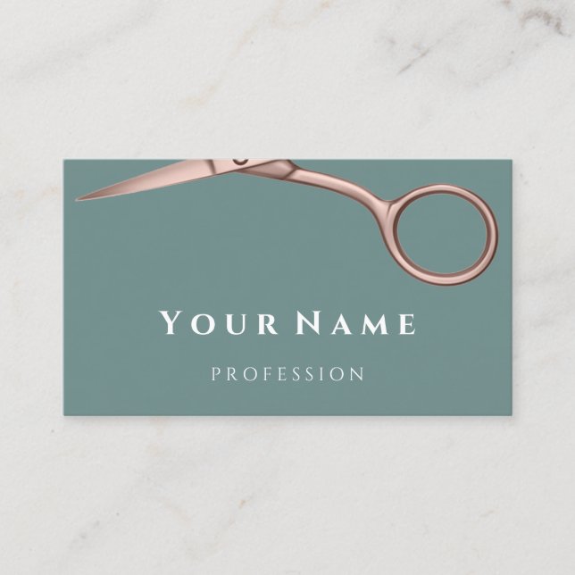Carte De Visite Coiffeur Styliste Ciseaux Rose Smoky Mint (Devant)