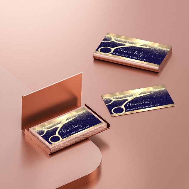 Carte De Visite Coiffeur Styliste Coiffeur Ciseaux d'or Coiffeur (Hair Stylist Hairdresser Coiffeur Golden Scissors Business Card)