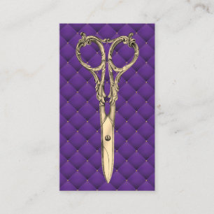 Carte De Visite Coiffeur Styliste Gold Ciseau Luxe Purple Salon