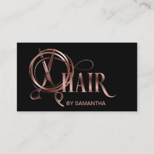 Carte De Visite Coiffeur styliste rose or typographie cheveux cise