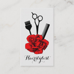 Carte De Visite coiffeur vintage chic styliste styliste rouge mod