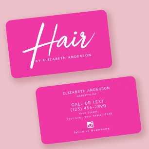 Carte De Visite Coiffeuse de script rétro rose chaud