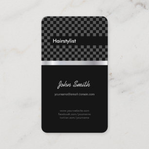 Carte De Visite Coiffeuse - Elégante À damiers noire