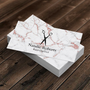 Carte De Visite Coiffeuse Liste coiffeuse Rose Gold Marble Salon