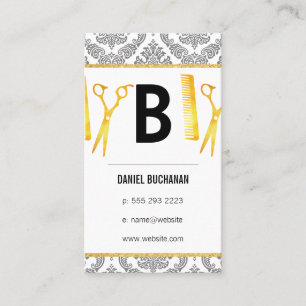 Carte De Visite Coiffeuse Monogram Damask