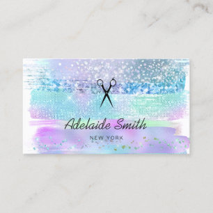 Carte De Visite coiffeuse pastel couleurs brosse traits