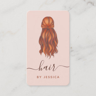 Carte De Visite Coiffeuse rousse à cheveux Logo et médias sociaux