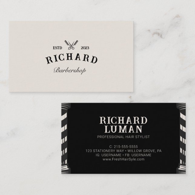 Carte De Visite Coiffeuse Stylist Barber PERSONNALISÉ (Devant / Derrière)