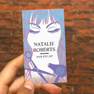 Carte De Visite Coiffeuse Styliste Blue Coiffure Beauté Fille Coif