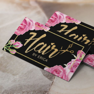 Carte De Visite Coiffeuse Styliste Élégant Floral Gold encadré Sal