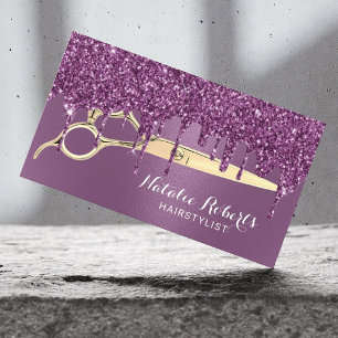 Carte De Visite Coiffeuse Styliste Purple Parties scintillant Driv