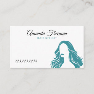 Carte De Visite Coiffeuse Turquoise et blanche élégante