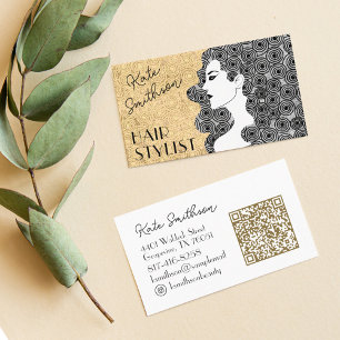 Carte De Visite Coiffure personnalisée QR Code et médias sociaux