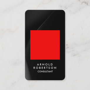 Carte De Visite Coin arrondi Rouge gris noir élégant