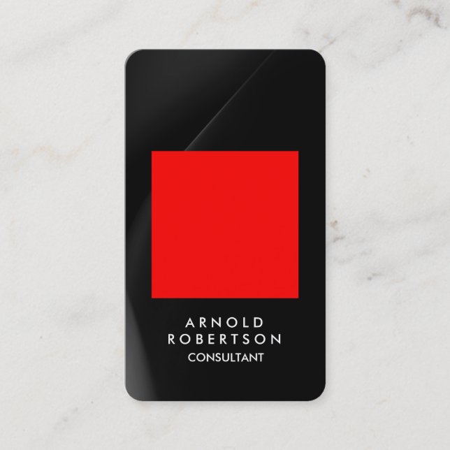 Carte De Visite Coin arrondi Rouge gris noir élégant (Devant)