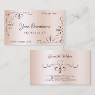 Carte De Visite Coin Orné Rose chatoyant Pastel rose