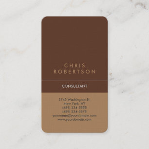 Carte De Visite Coin rond Brown vertical Premium Linen Luxe