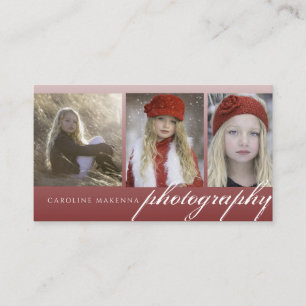 Carte De Visite Collage 3-photos Red Ombre Photographie