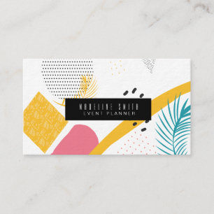Carte De Visite Collage Abstrait Moderne Tropical Corail Sarcelle