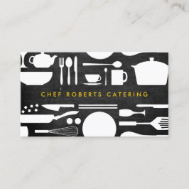 Carte De Visite Collage de cuisine sur bois noir