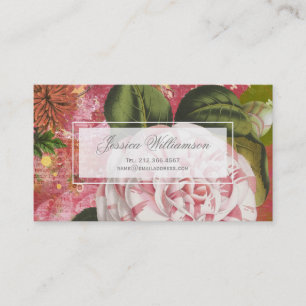 Carte De Visite Collage floral de camélia vintage