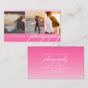 Carte De Visite Collage rose vif 3 photos Photographie
