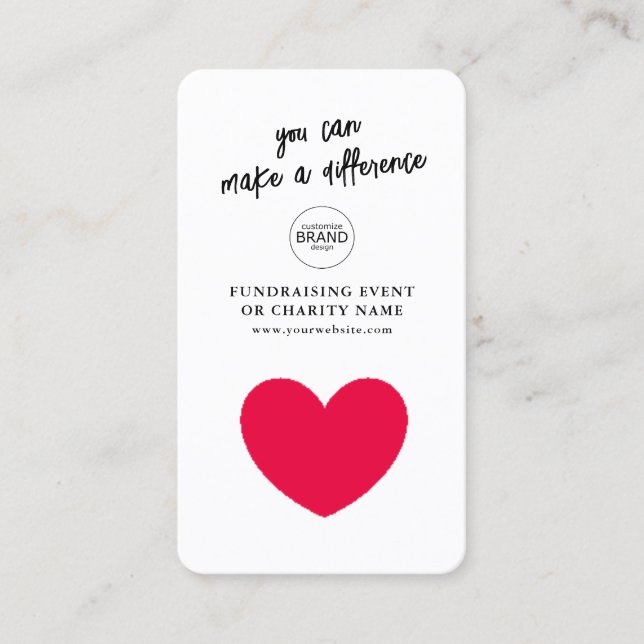 Carte De Visite Collecte de fonds Organismes de bienfaisance Faire (Devant)