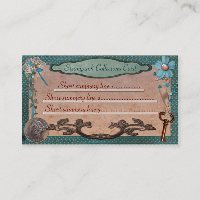 Carte De Visite Collectifs Steampunk pour les affaires Web ou loca (Devant)