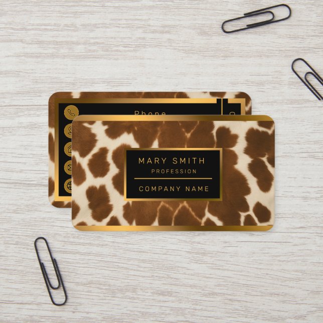 Carte De Visite Collection tendance Vache Faux Cuir Elégante (Devant/Arrière en situation)