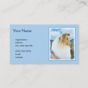 Carte De Visite Collie en Montagne (Rough) Peinture - Chien Art